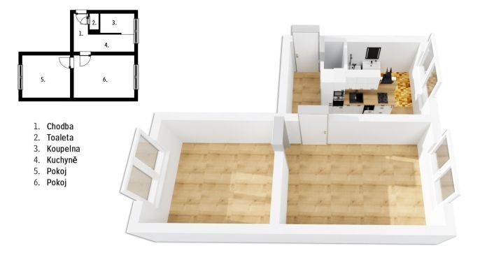 Prodej, Byt 2+1, Velké Opatovice