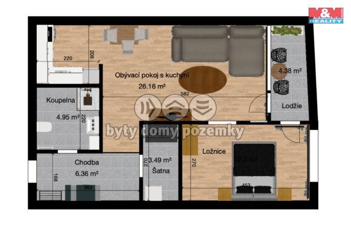 Pronájem, Byt 2+kk, Kolín