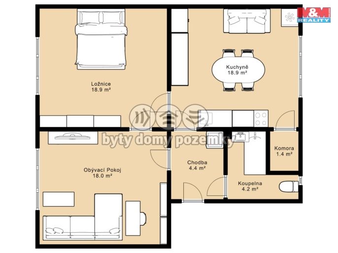 Prodej, Byt 2+1, Loučovice