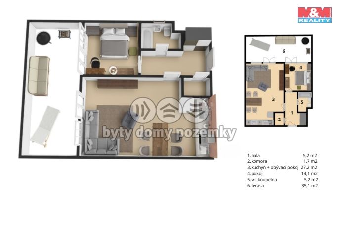 Pronájem, Byt 2+kk, Praha