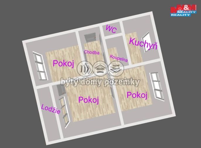Pronájem, Byt 3+1, Chodov