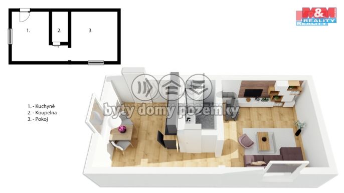 Prodej, Byt 1+1, Vápenná