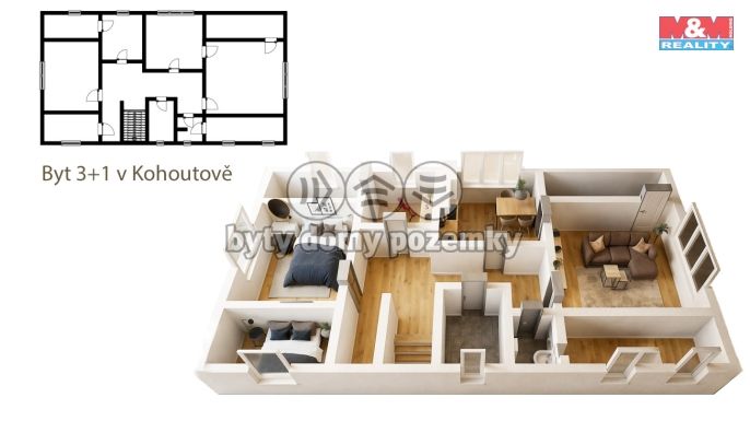 Prodej, Byt 3+1, Kohoutov