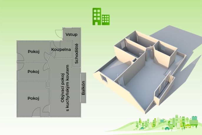 Prodej, Byt 4+kk, Krhová