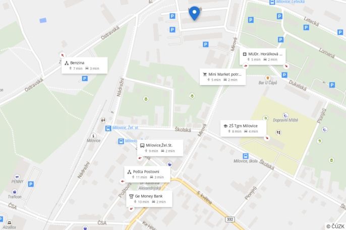 Pronájem, Byt 1+1, Milovice