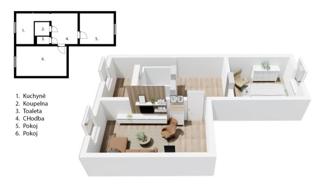 Prodej, Byt 2+1, Nové Hrady