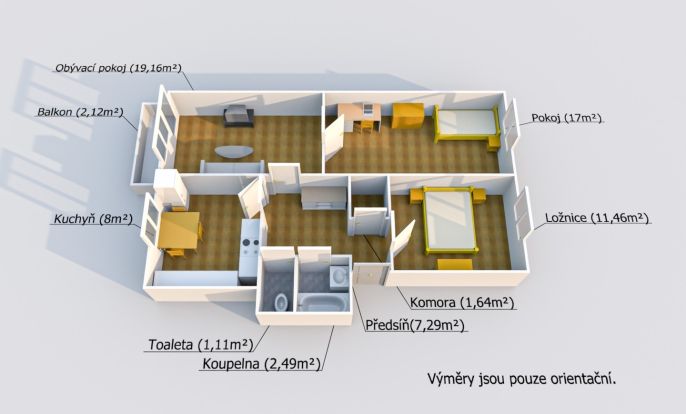 Prodej, Byt 3+1, Tlučná