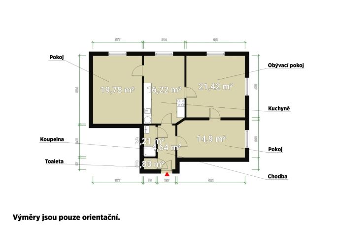 Pronájem, Byt 3+1, Praha