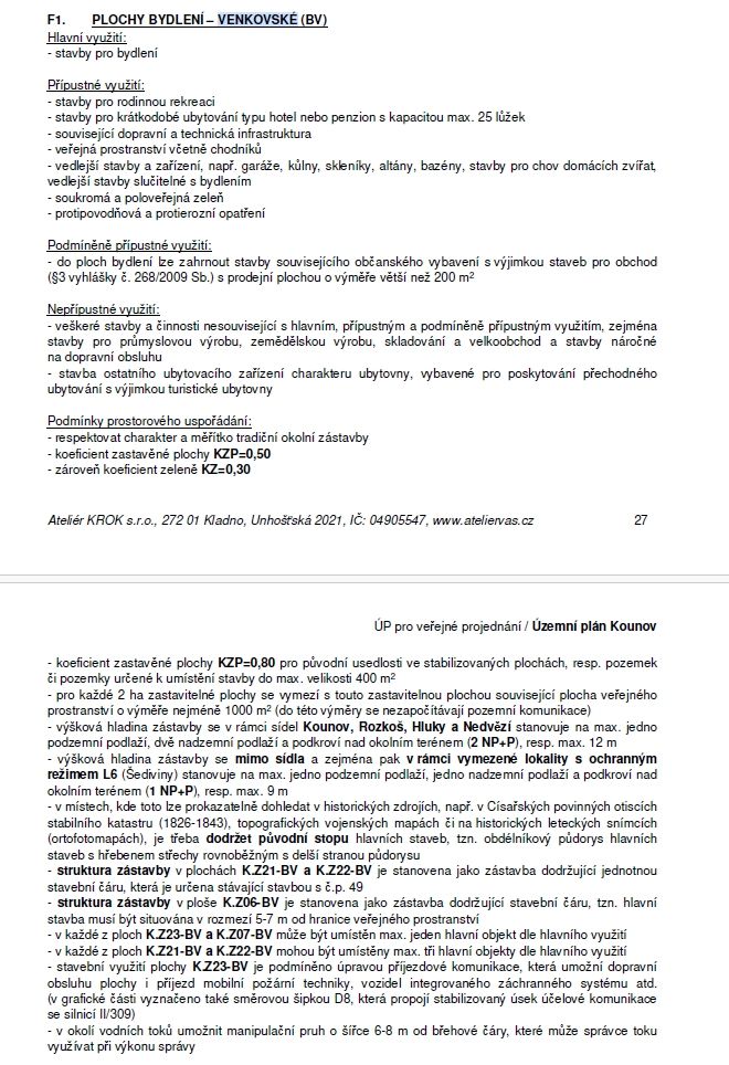 Prodej, Pozemek k bydlení, Kounov