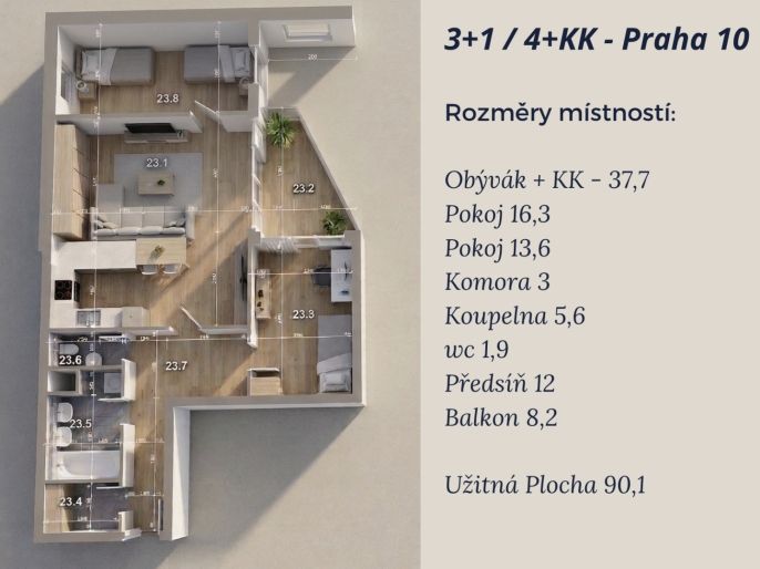 Prodej, Byt 3+kk, Praha