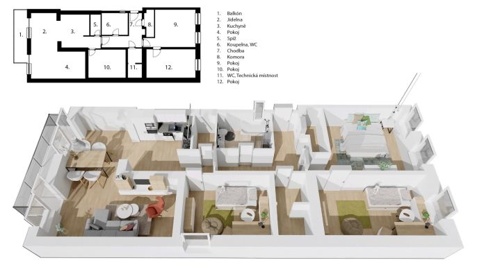 Prodej, Byt 4+kk, Benešov