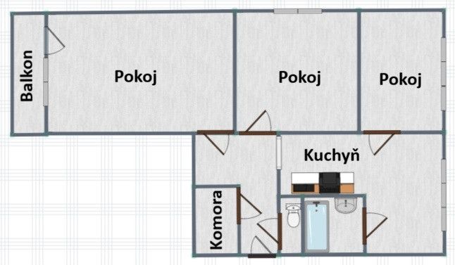 Pronájem, Byt 3+1, Rychnov nad Kněžnou