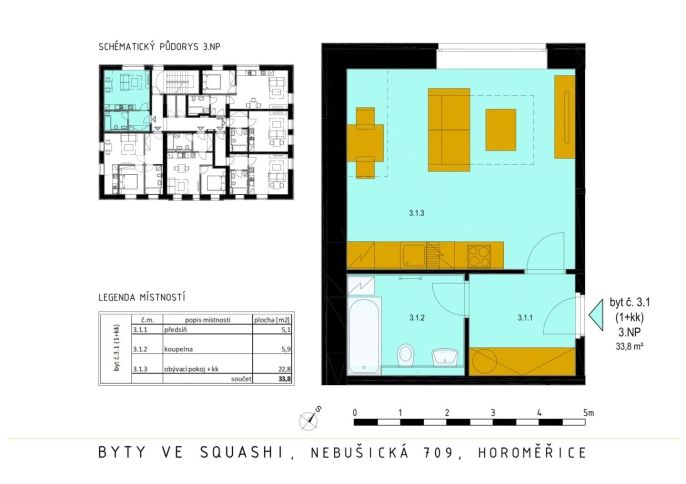 Pronájem, Byt 1+kk, Horoměřice