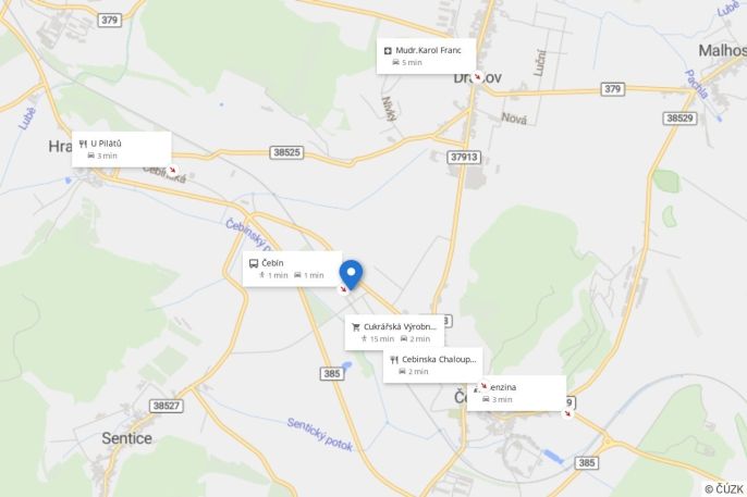 Prodej, Obchod a služby, Čebín