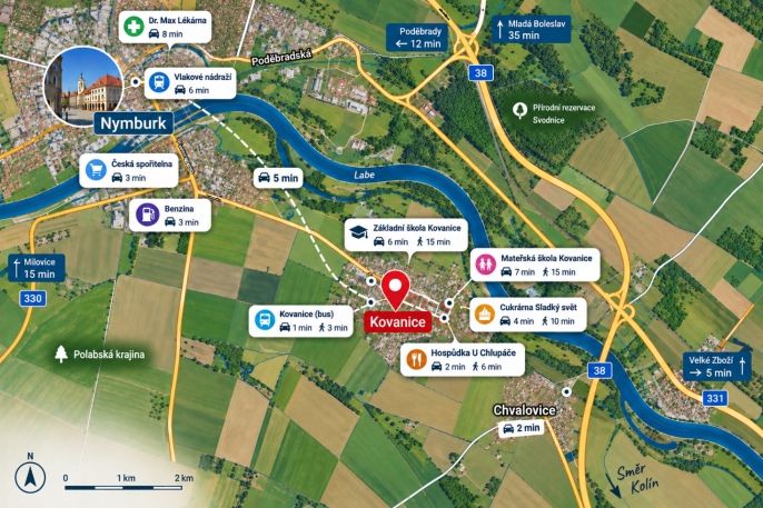 Pronájem, Byt 2+kk, Kovanice