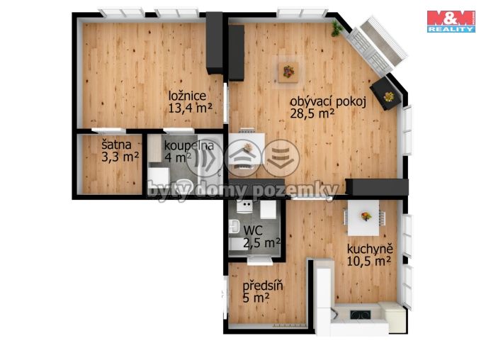 Pronájem, Byt 2+1, Praha