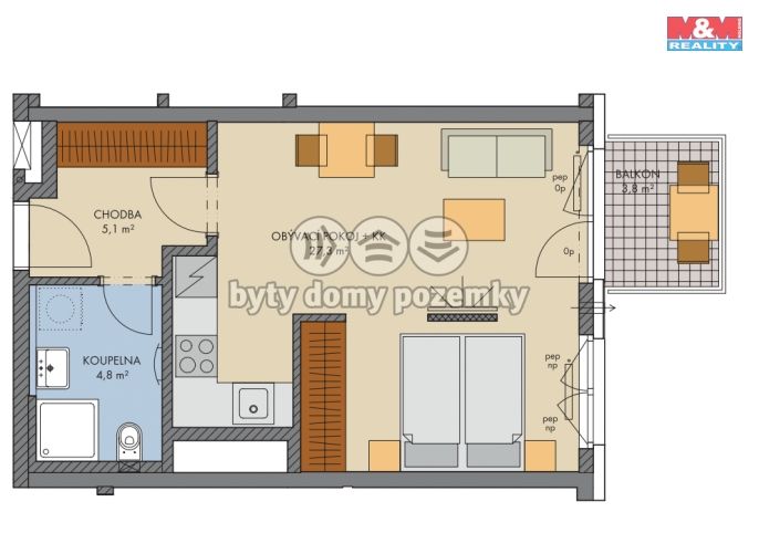 Prodej, Byt 1+kk, Kralupy nad Vltavou