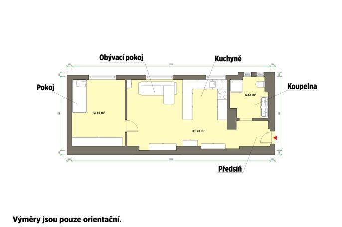 Prodej, Byt 2+kk, Cheb