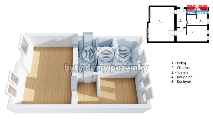 Pronájem, Byt 2+1, Děčín