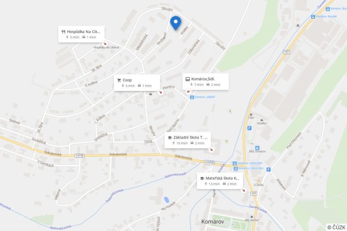 Pronájem, Byt 1+kk, Komárov