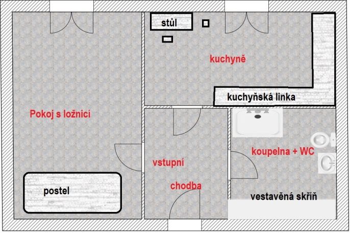 Pronájem, Byt 1+1, Opočno