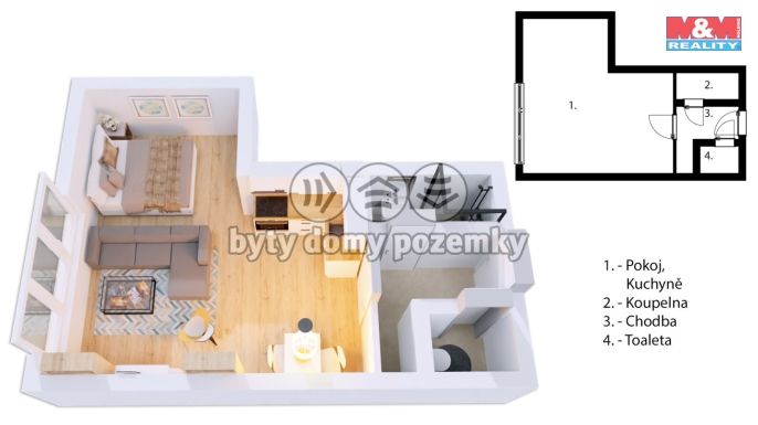 Prodej, Byt 1+kk, Praha