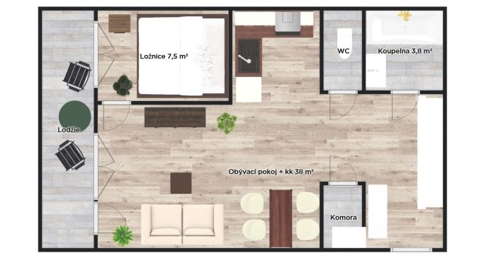 Pronájem, Byt 2+kk, Praha