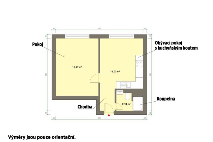 Pronájem, Byt 1+1, Cheb