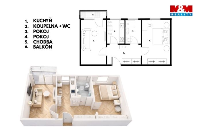 Pronájem, Byt 2+1, Olomouc