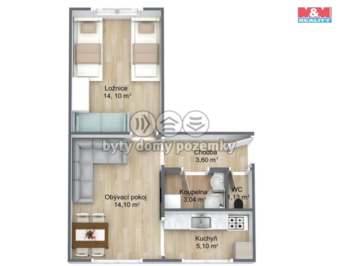 Prodej, Byt 2+1, Milovice