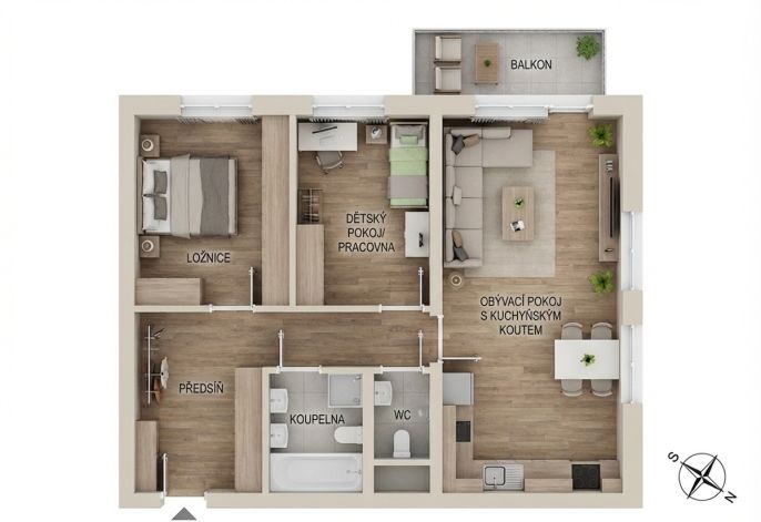 Pronájem, Byt 3+kk, Praha