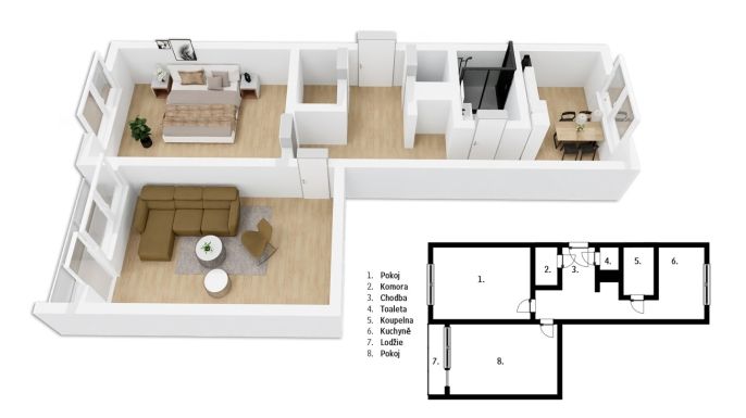 Pronájem, Byt 2+1, Vamberk