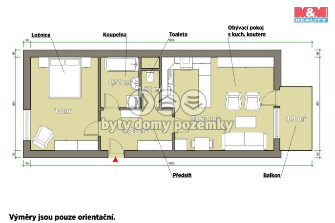 Pronájem, Byt 2+kk, Praha