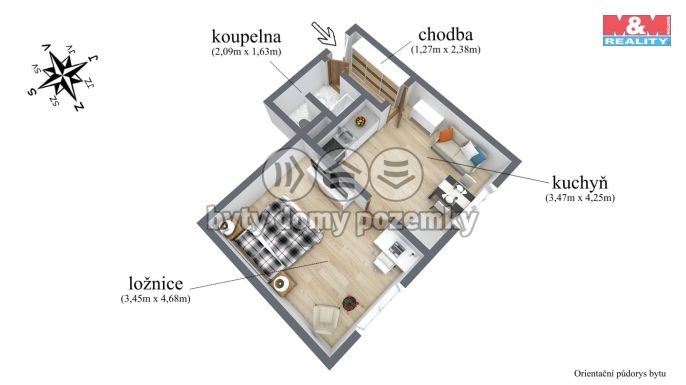 Prodej, Byt 1+1, Děčín
