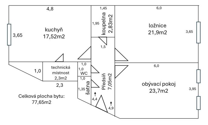 Pronájem, Byt 2+1, Teplice