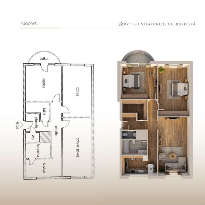 Prodej, Byt 3+1, Strakonice
