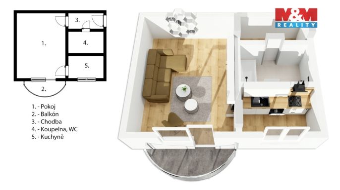 Pronájem, Byt 1+kk, Sezemice