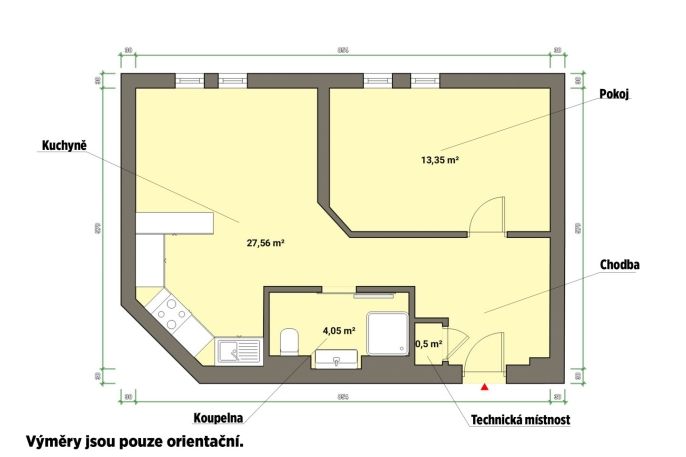 Pronájem, Byt 2+kk, Cheb