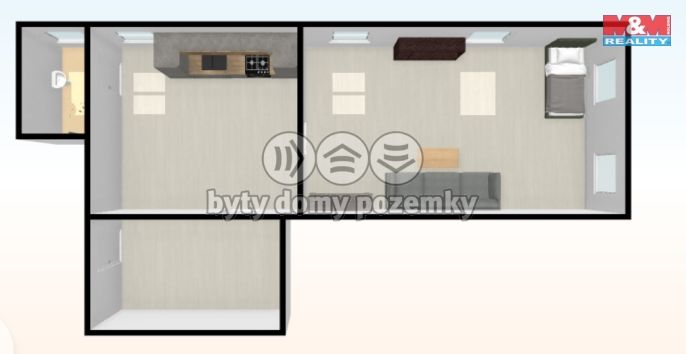 Pronájem, Byt 1+1, Děčín