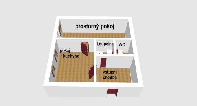 Pronájem, Byt 2+kk, Opočno