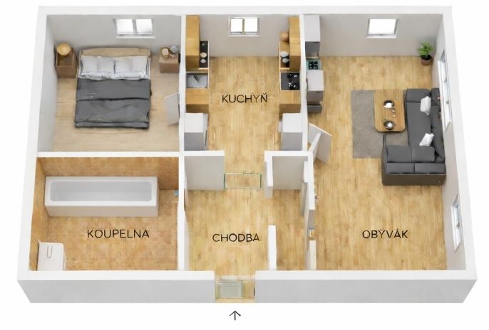 Pronájem, Byt 2+1, Trutnov