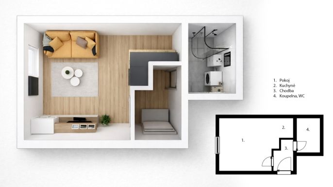 Pronájem, Byt 1+kk, České Budějovice