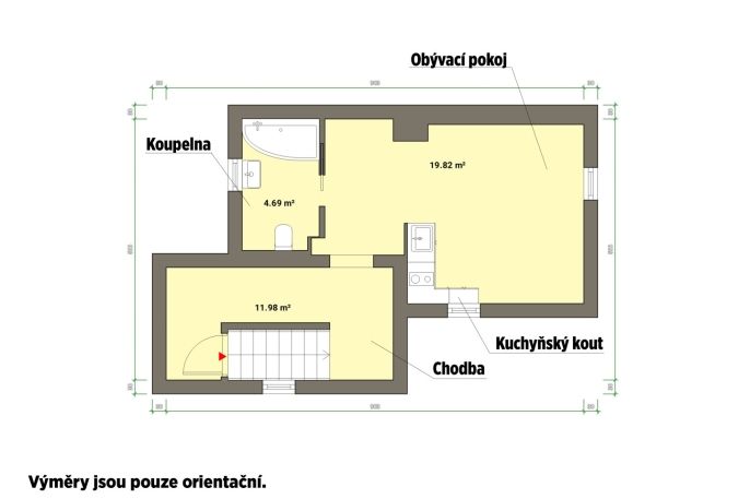 Pronájem, Byt 1+kk, Cheb