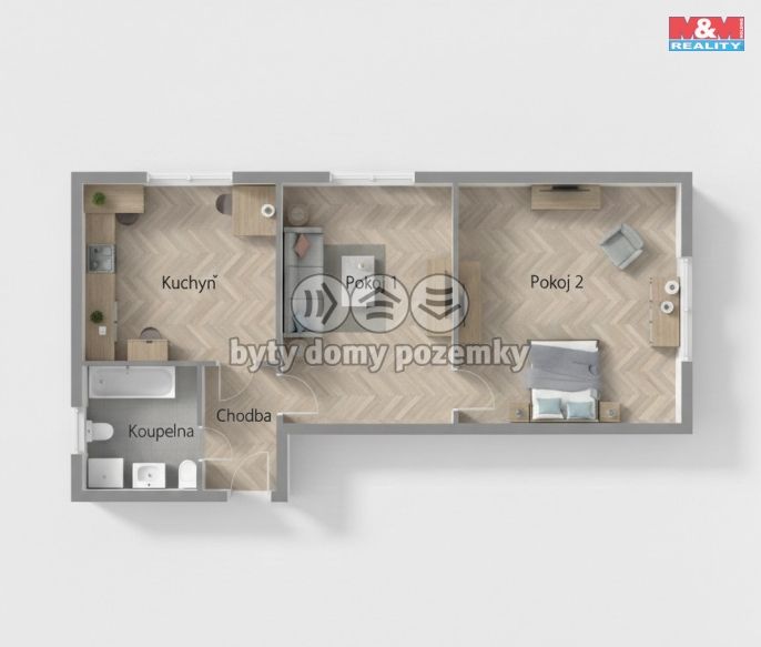 Pronájem, Byt 2+1, Praha