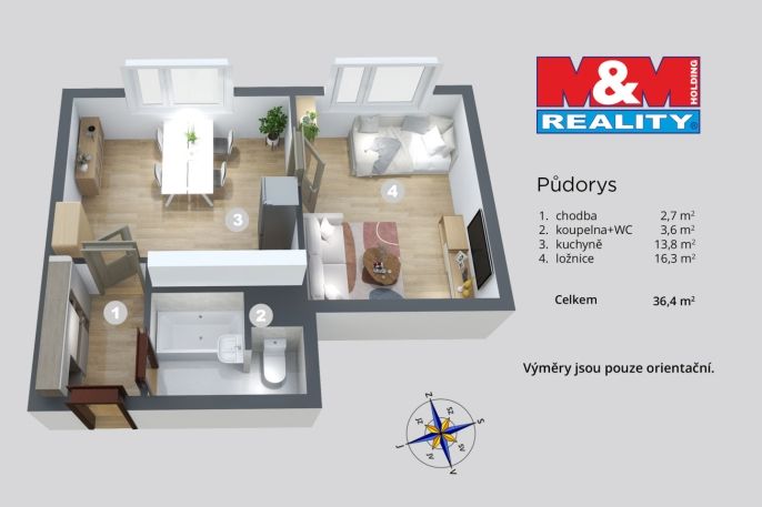 Prodej, Byt 1+1, Děčín