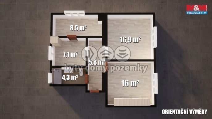 Pronájem, Byt 3+1, Janská