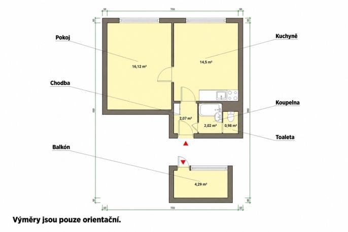 Pronájem, Byt 1+1, Luby