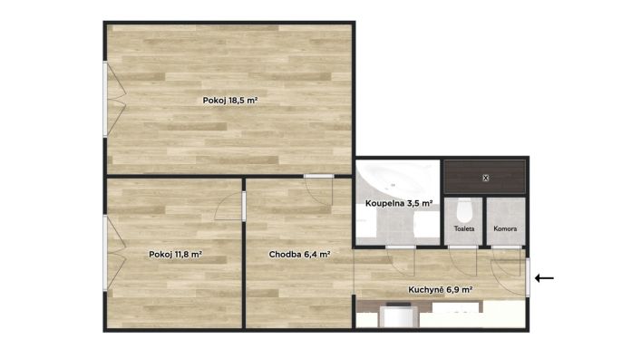 Pronájem, Byt 2+1, Praha