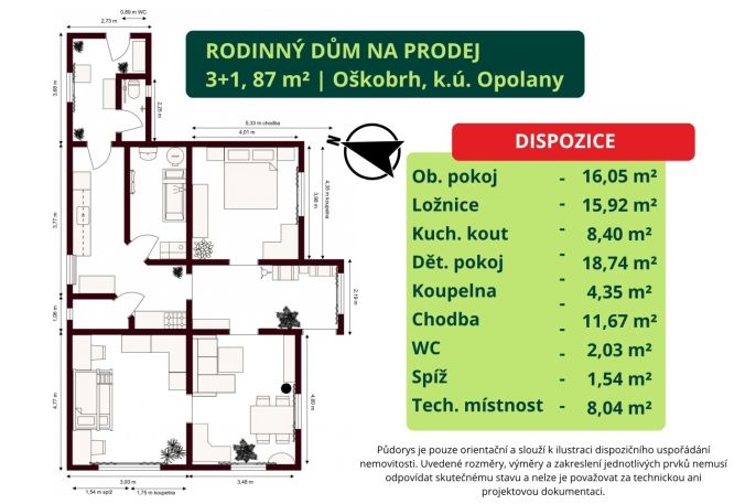 Prodej, Rodinný dům, Opolany