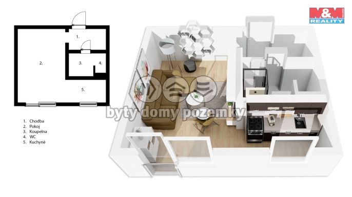 Prodej, Byt 1+kk, Kladno